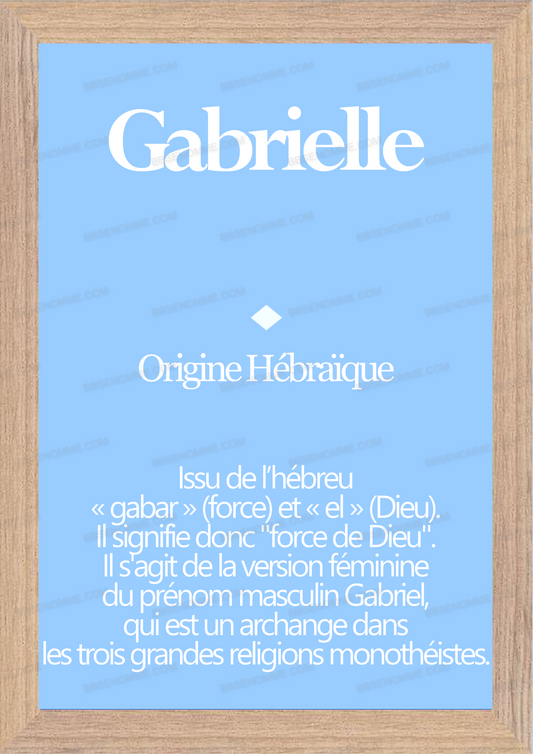 Tableau Prénom Gabrielle Personnalisé - Origine et Signification