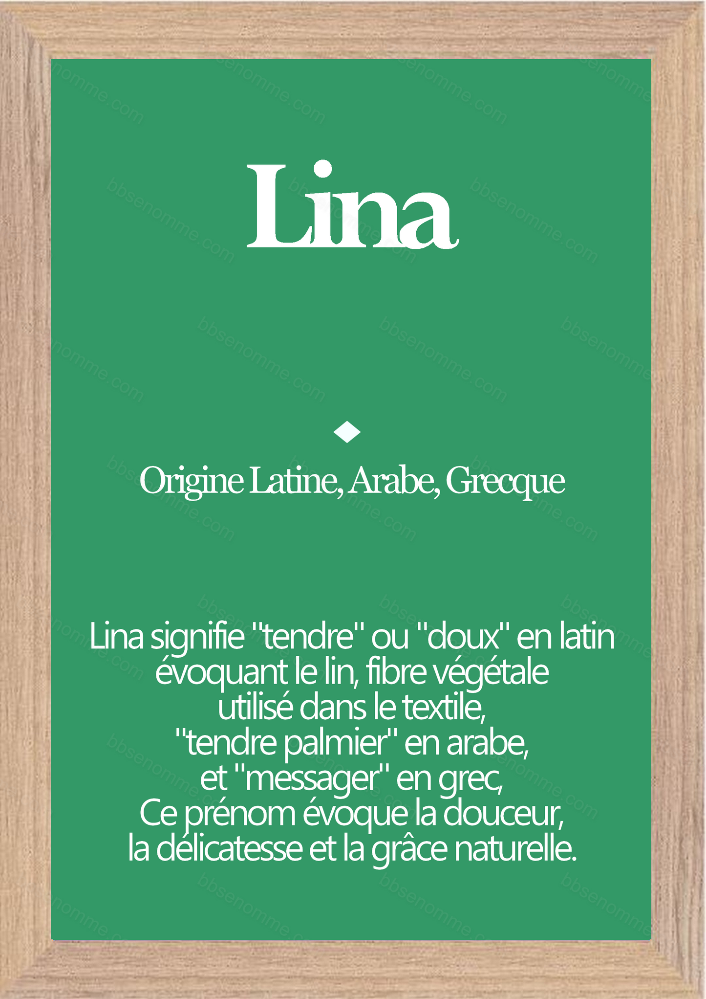 Tableau Prénom Lina Personnalisé - Origine et Signification