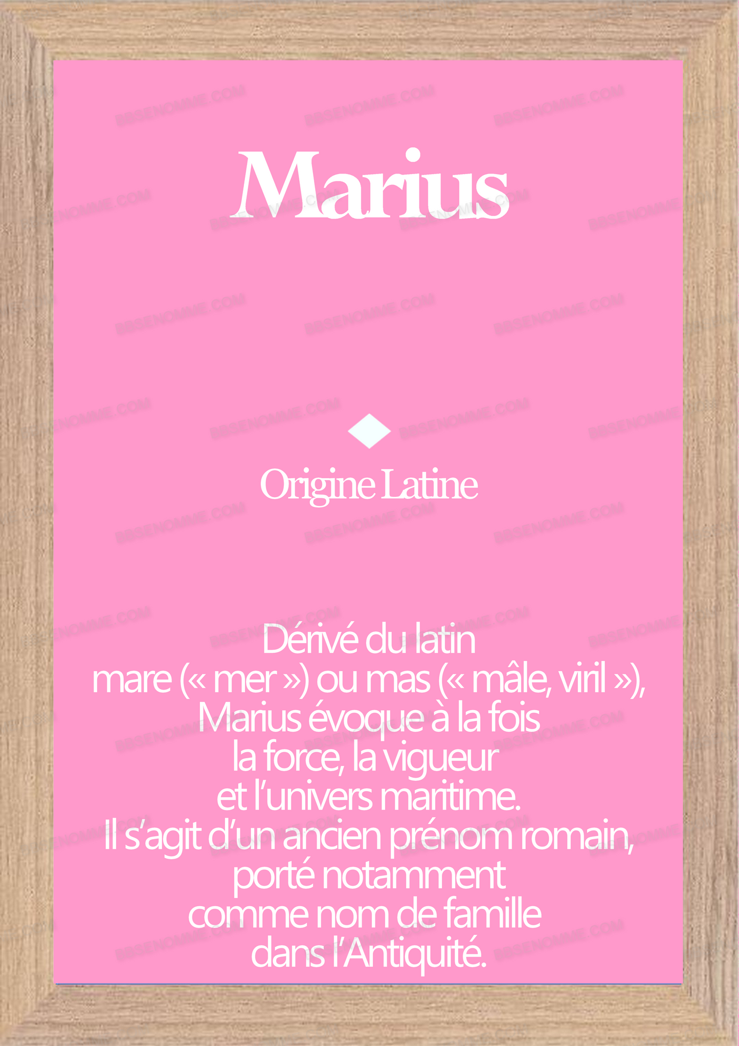 Tableau Prénom Marius Personnalisé - Origine et Signification