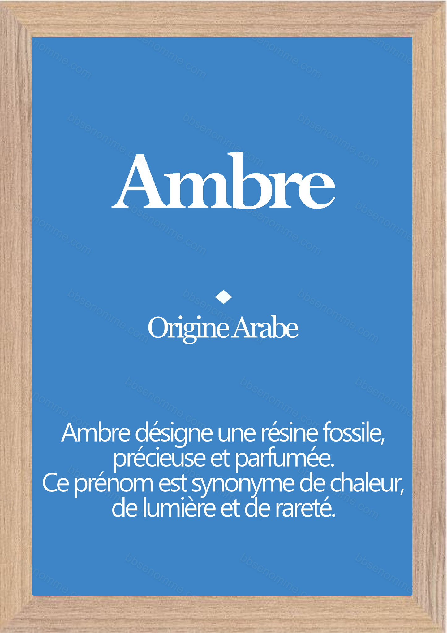 Tableau Prénom Ambre Personnalisé - Origine et Signification