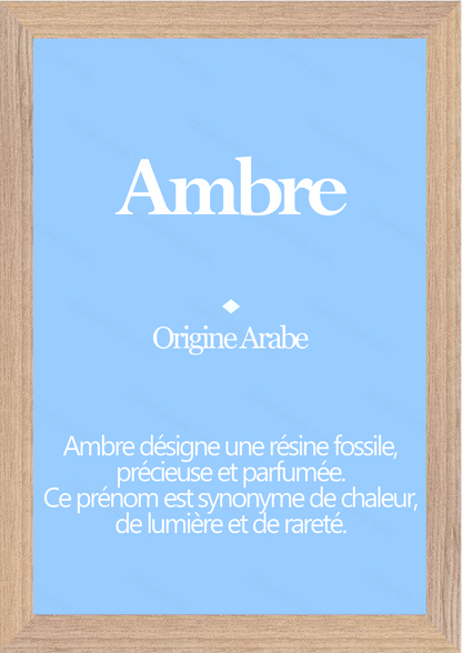 Tableau Prénom Ambre Personnalisé - Origine et Signification