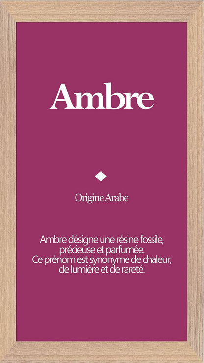 Tableau Prénom Ambre Personnalisé - Origine et Signification