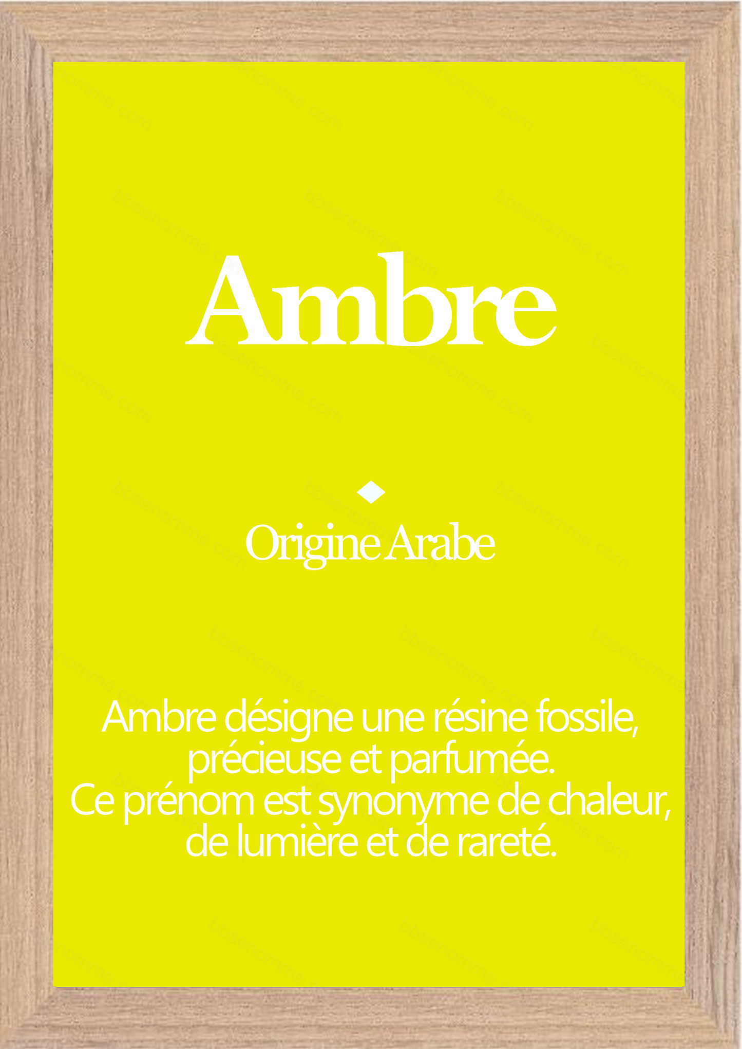 Tableau Prénom Ambre Personnalisé - Origine et Signification