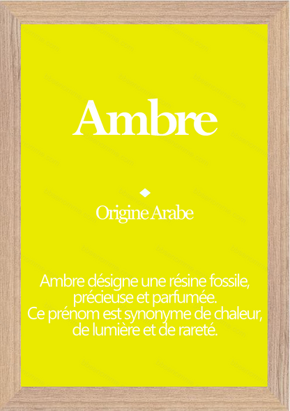 Tableau Prénom Ambre Personnalisé - Origine et Signification