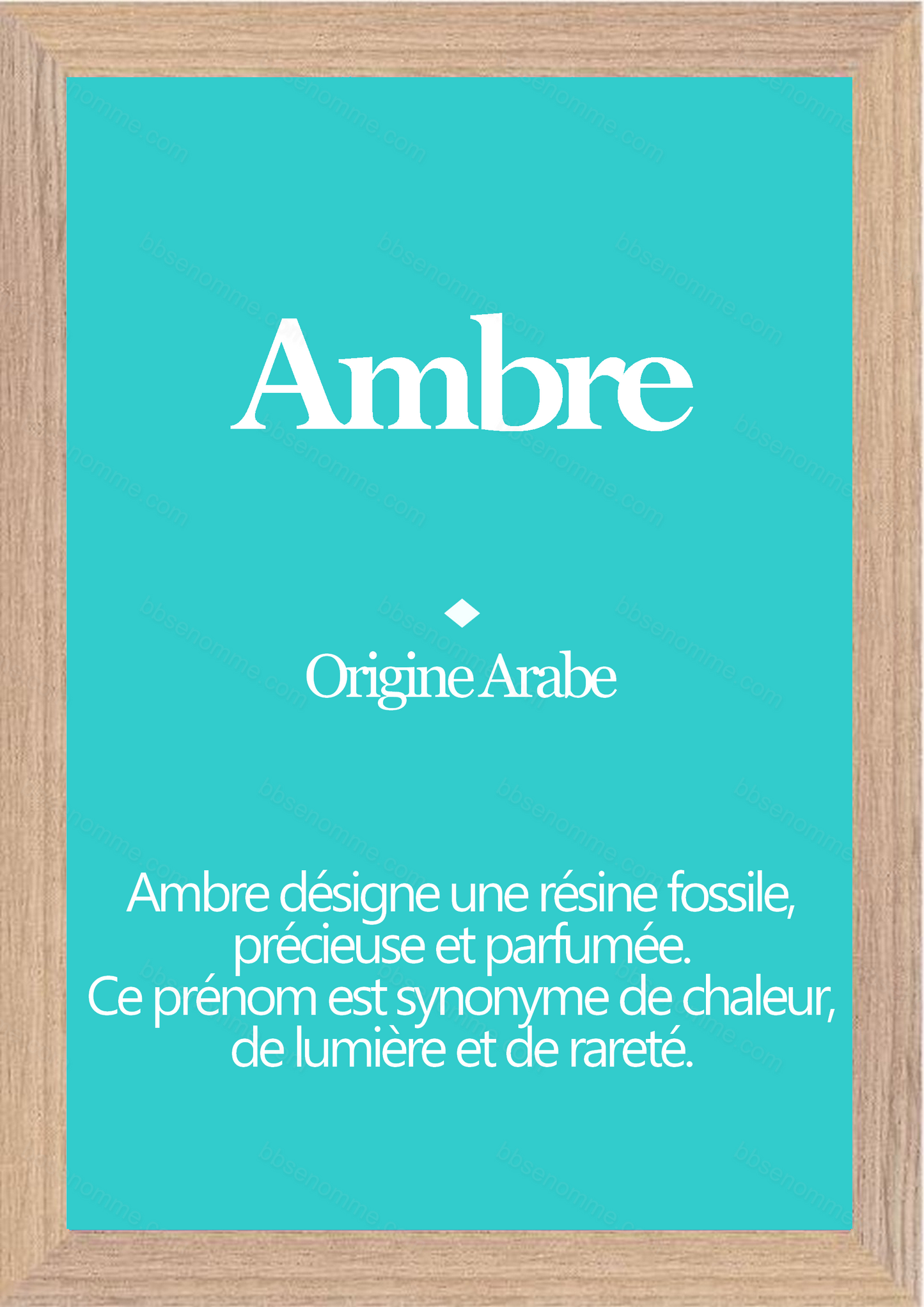 Tableau Prénom Ambre Personnalisé - Origine et Signification