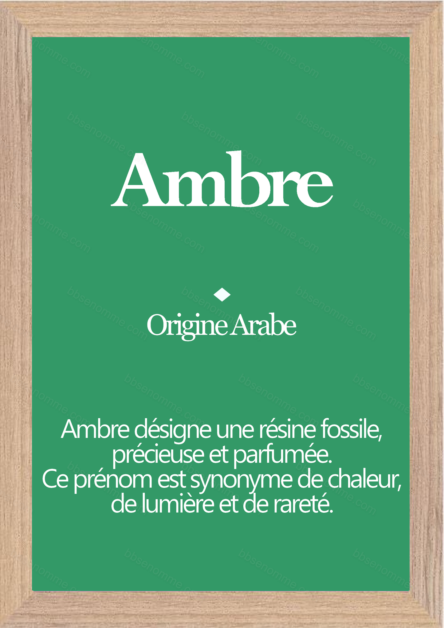Tableau Prénom Ambre Personnalisé - Origine et Signification