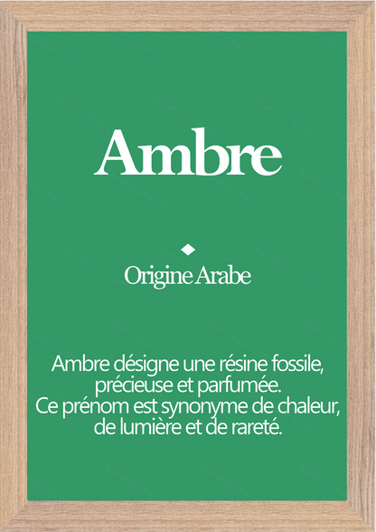 Tableau Prénom Ambre Personnalisé - Origine et Signification