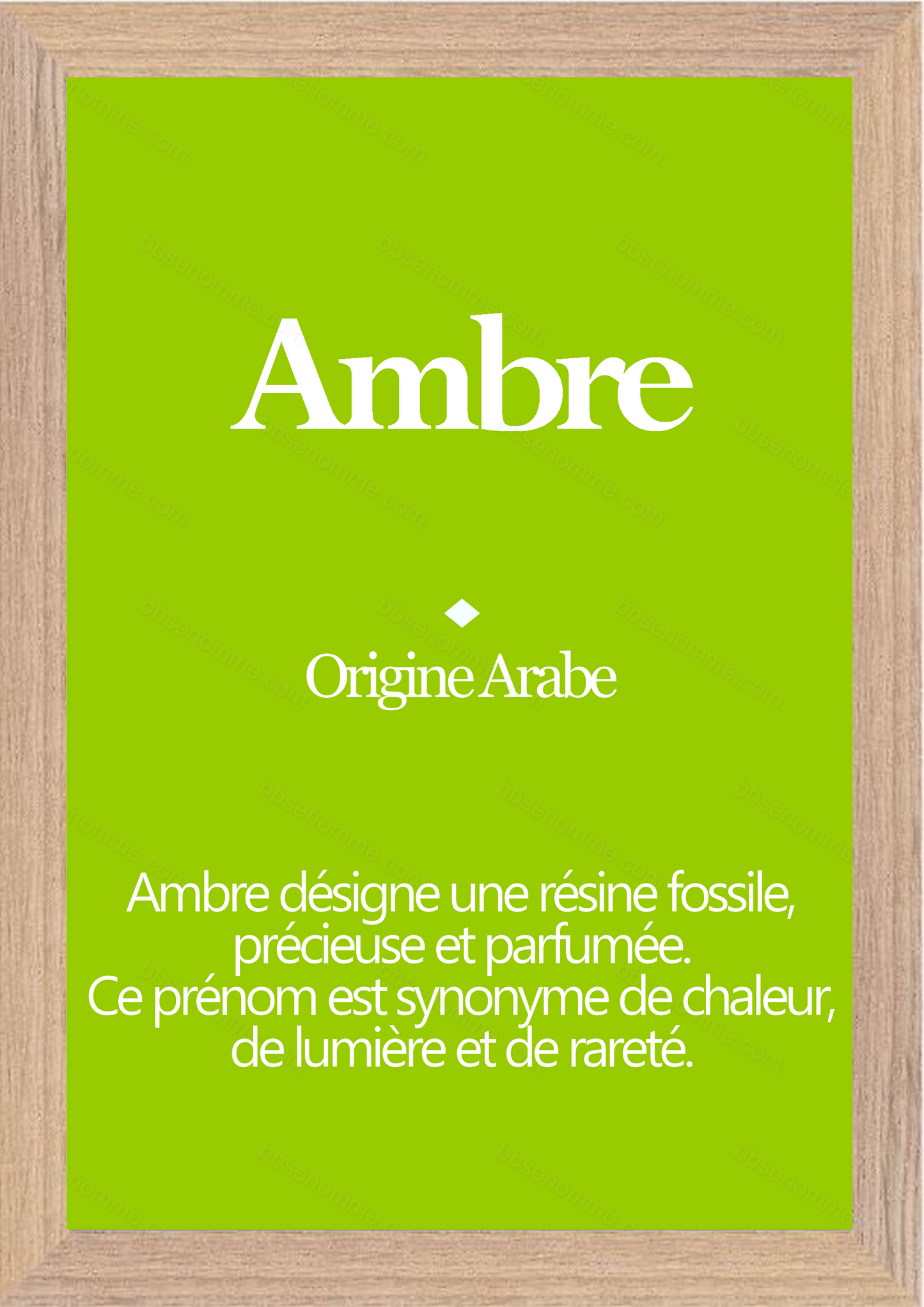 Tableau Prénom Ambre Personnalisé - Origine et Signification