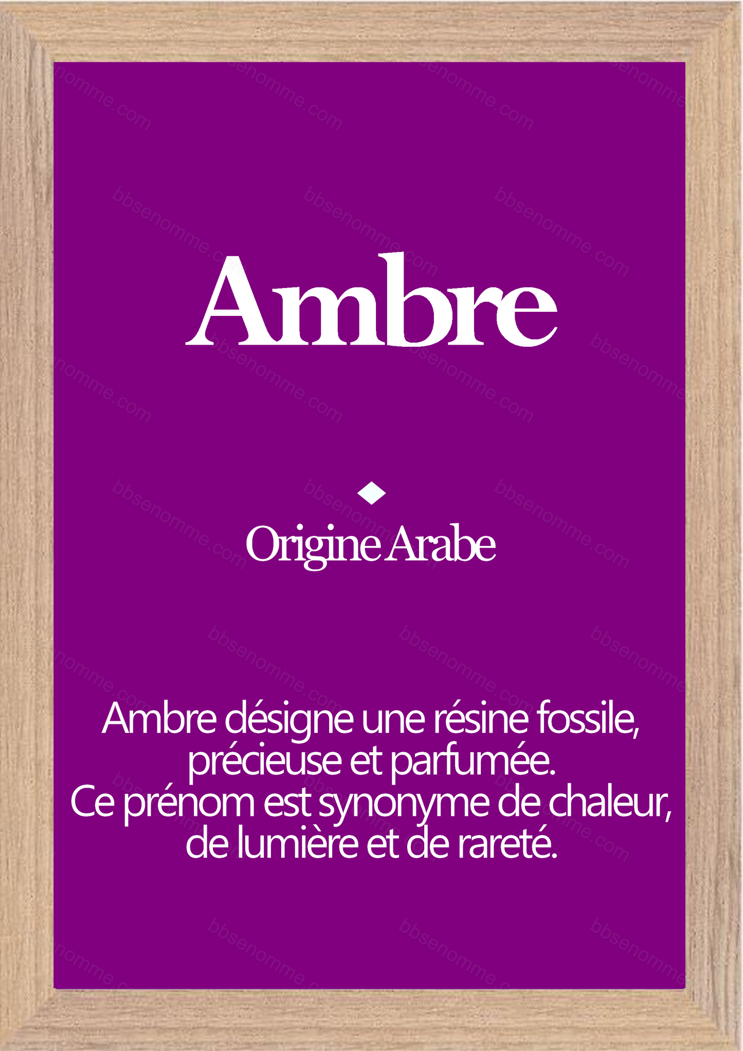 Tableau Prénom Ambre Personnalisé - Origine et Signification