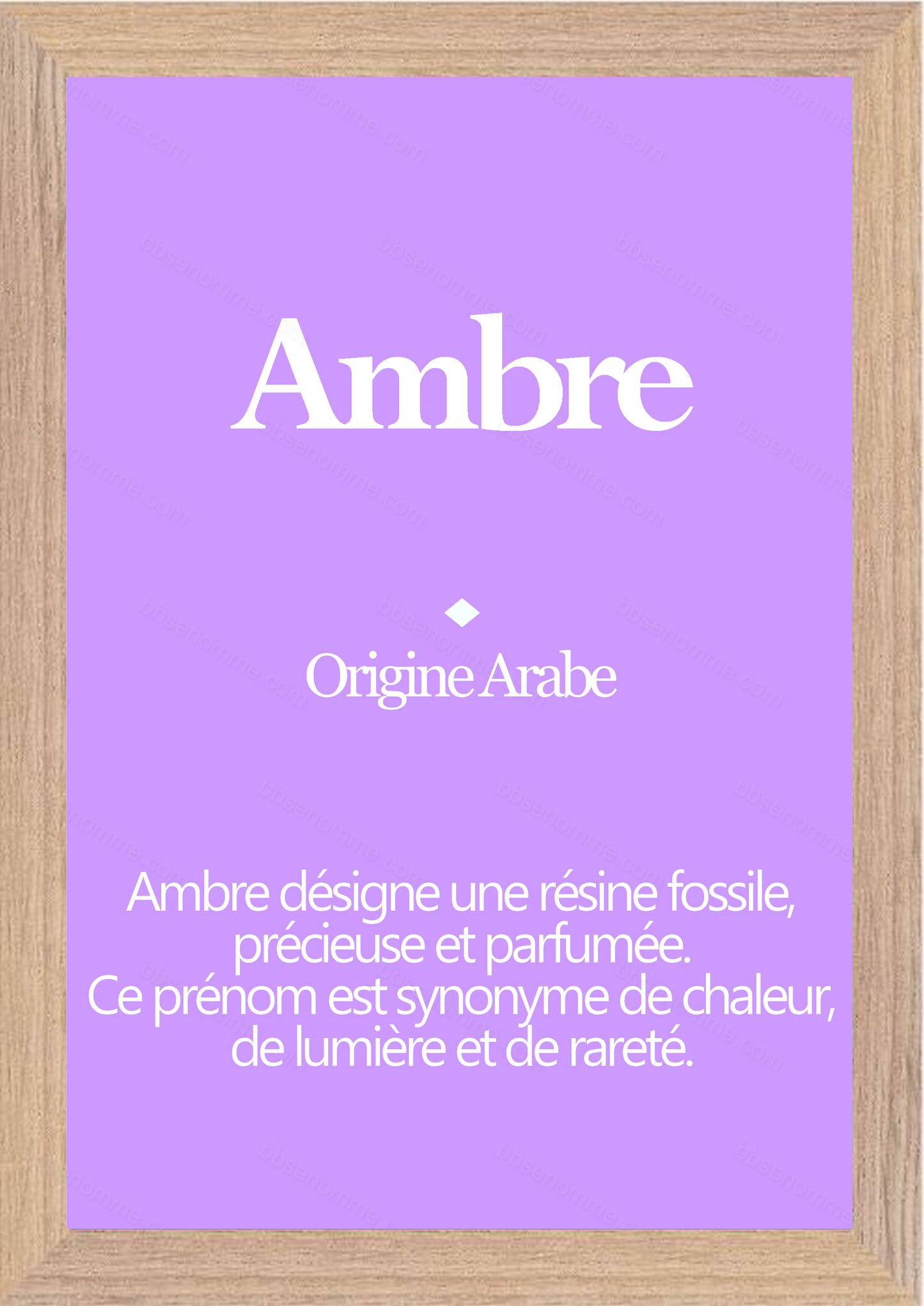 Tableau Prénom Ambre Personnalisé - Origine et Signification