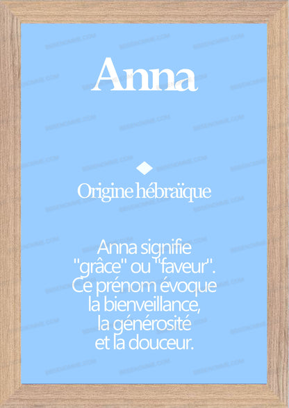 Tableau Prénom Anna Personnalisé - Origine et Signification