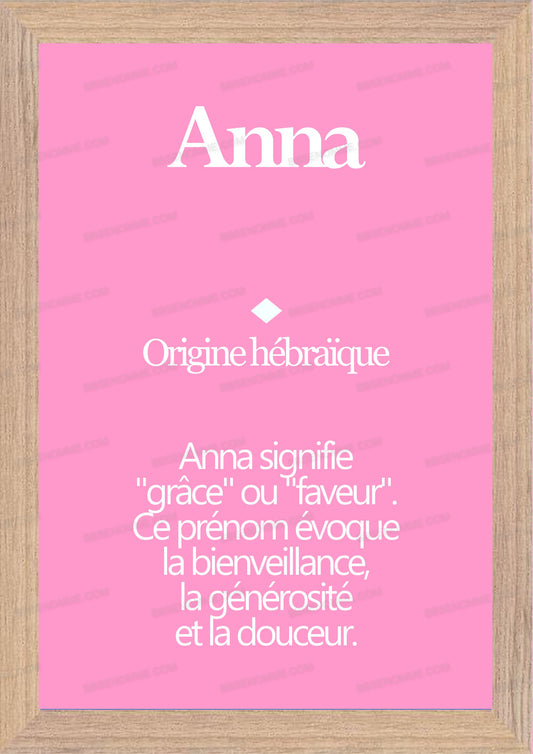 Tableau Prénom Anna Personnalisé - Origine et Signification