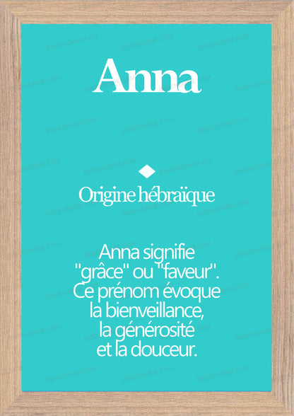 Tableau Prénom Anna Personnalisé - Origine et Signification