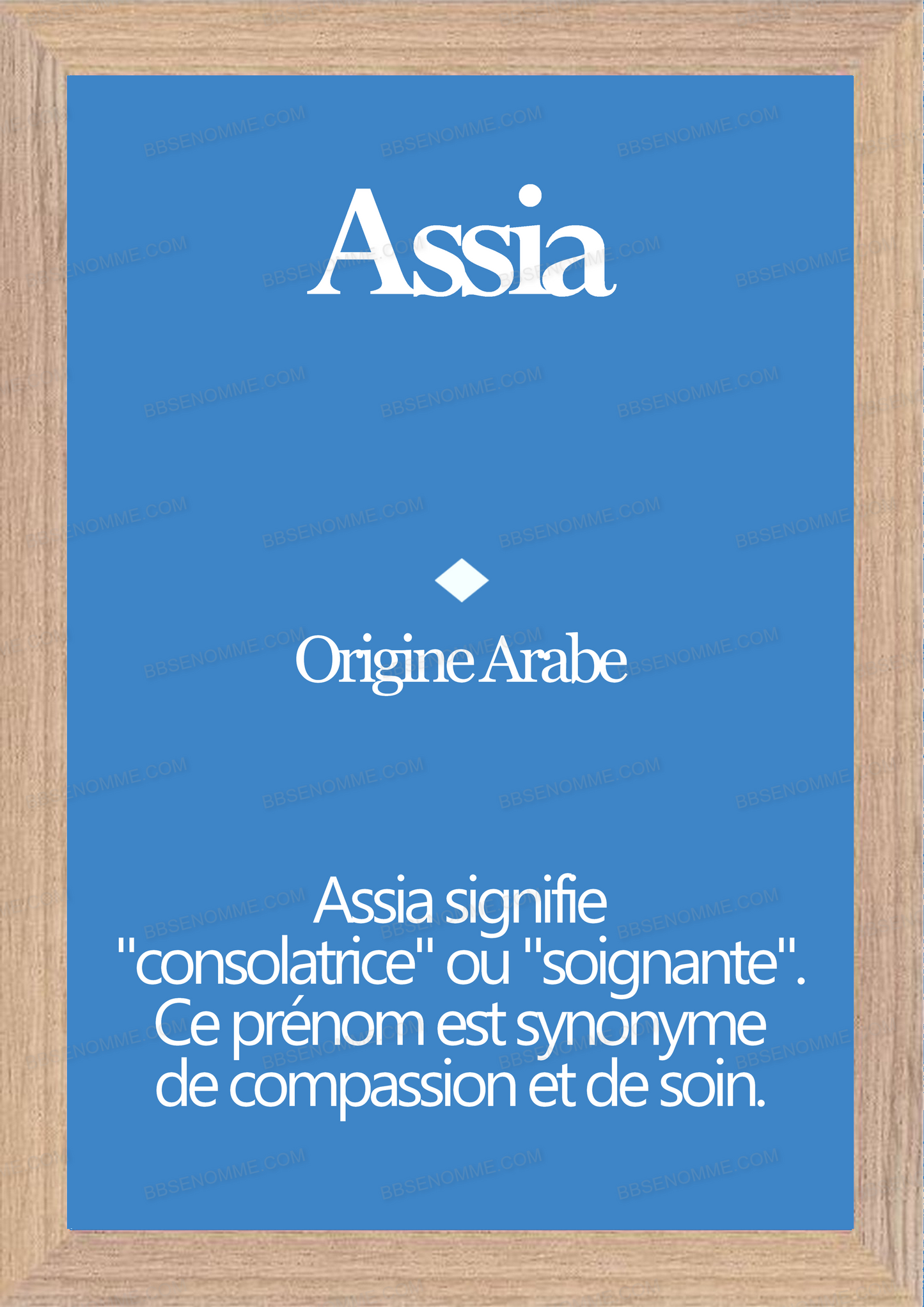 Tableau Prénom Assia Personnalisé - Origine et Signification