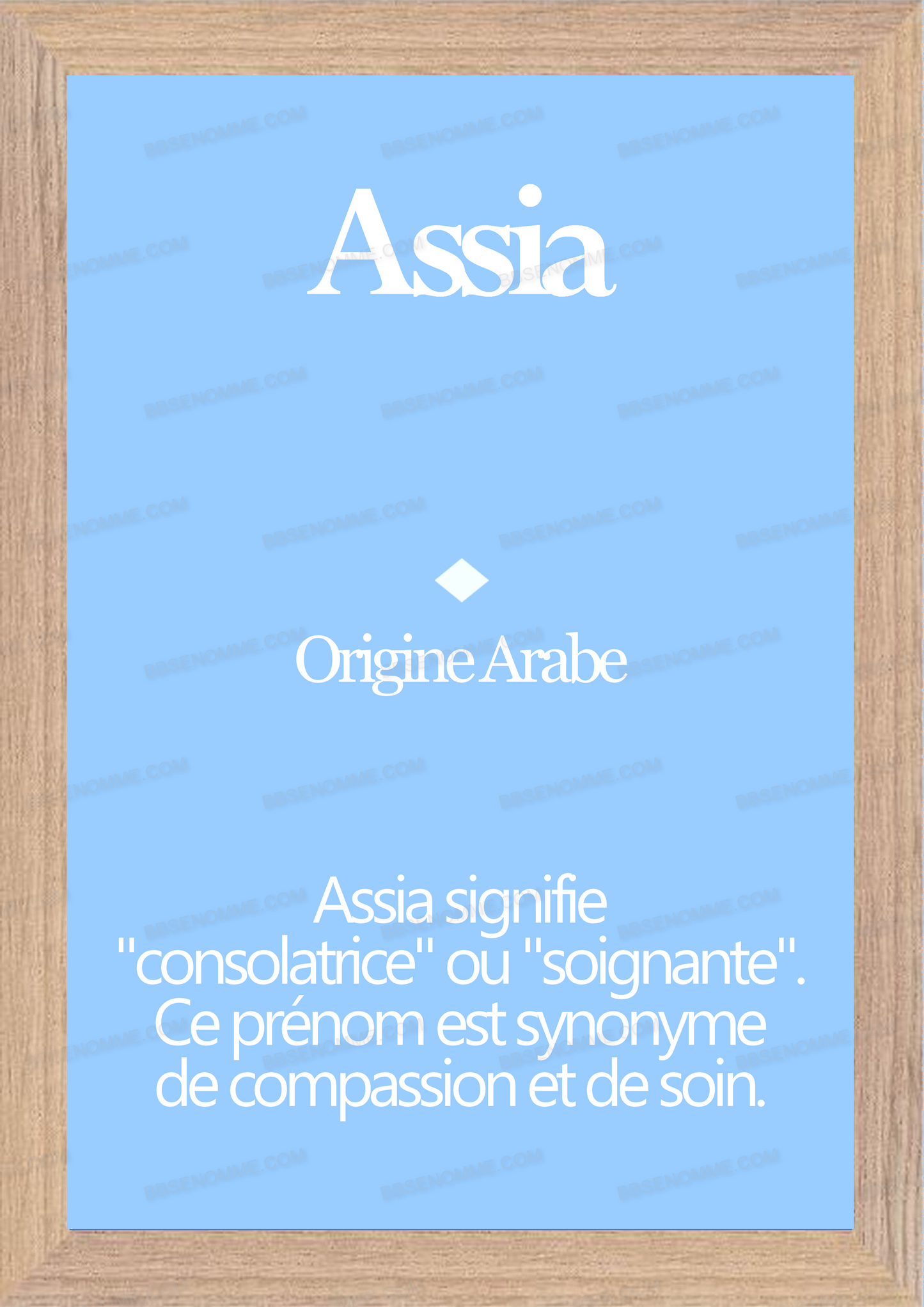 Tableau Prénom Assia Personnalisé - Origine et Signification