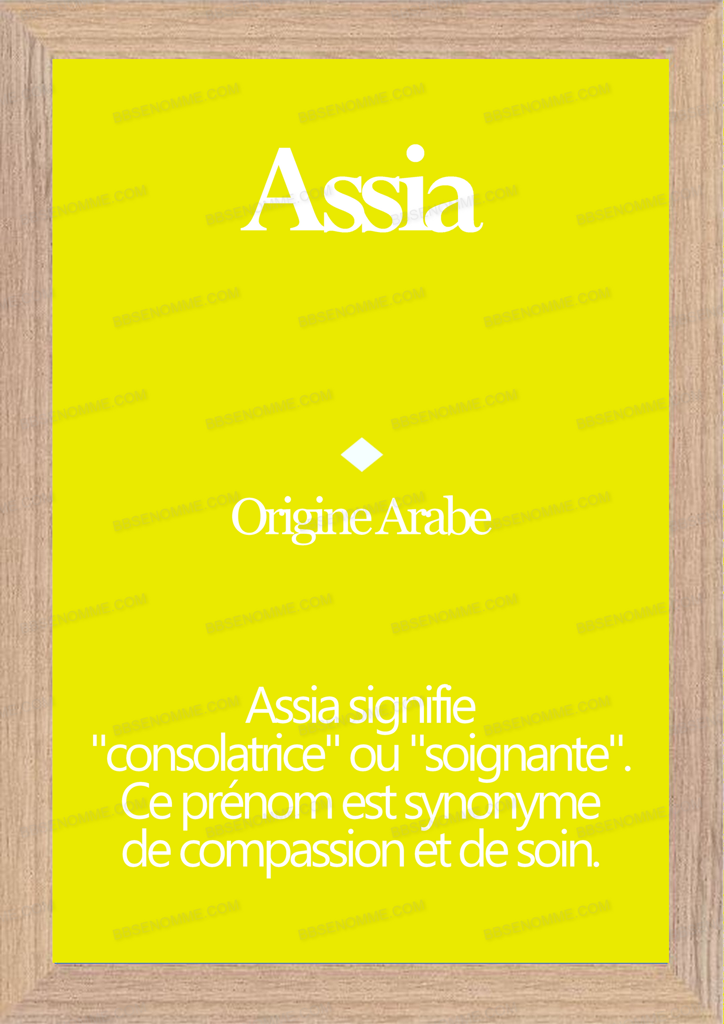 Tableau Prénom Assia Personnalisé - Origine et Signification