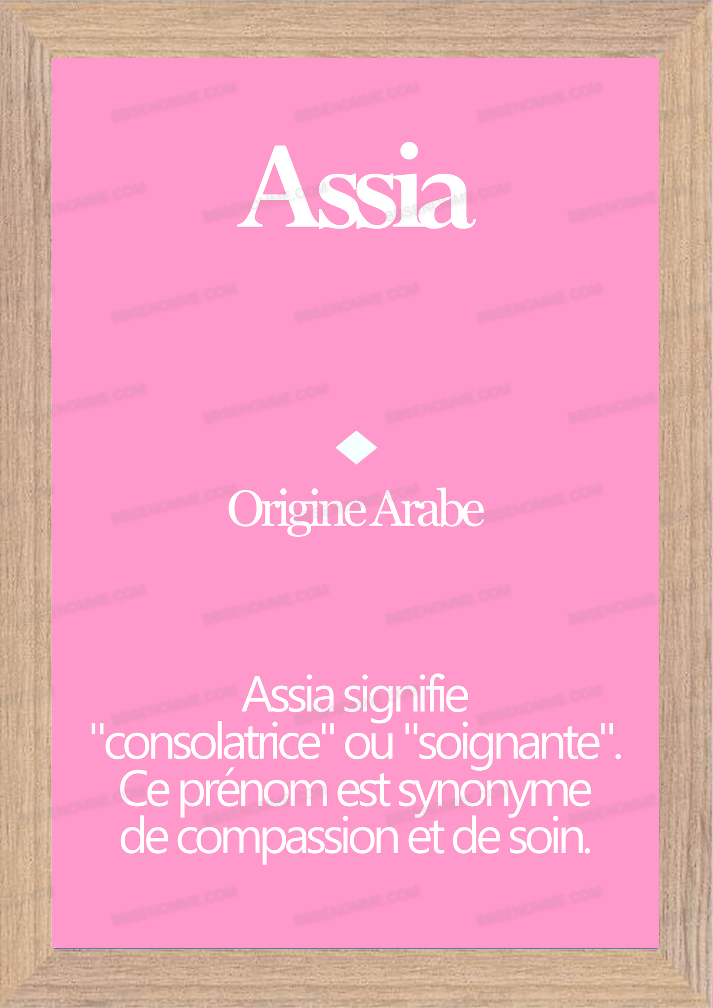 Tableau Prénom Assia Personnalisé - Origine et Signification