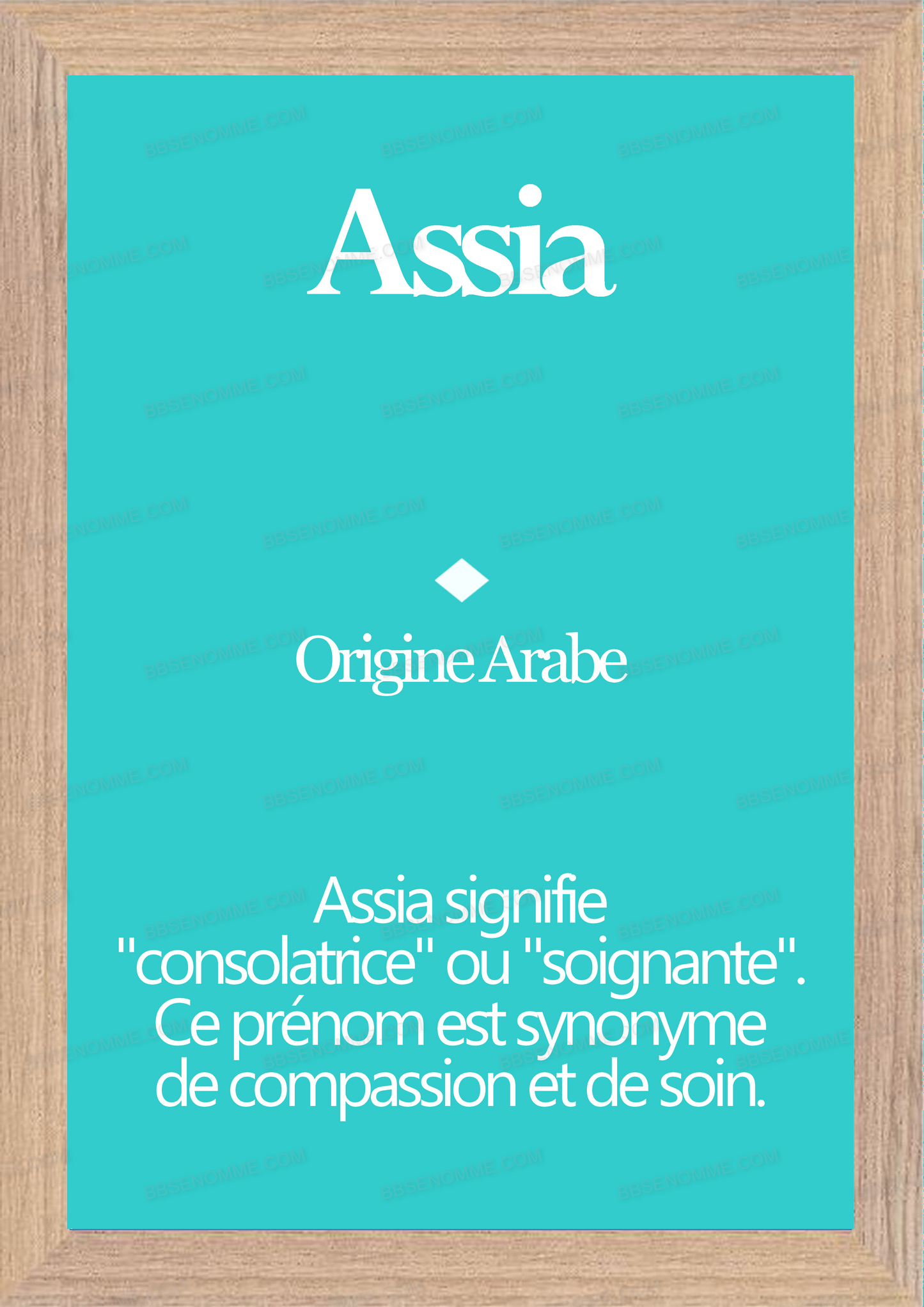 Tableau Prénom Assia Personnalisé - Origine et Signification