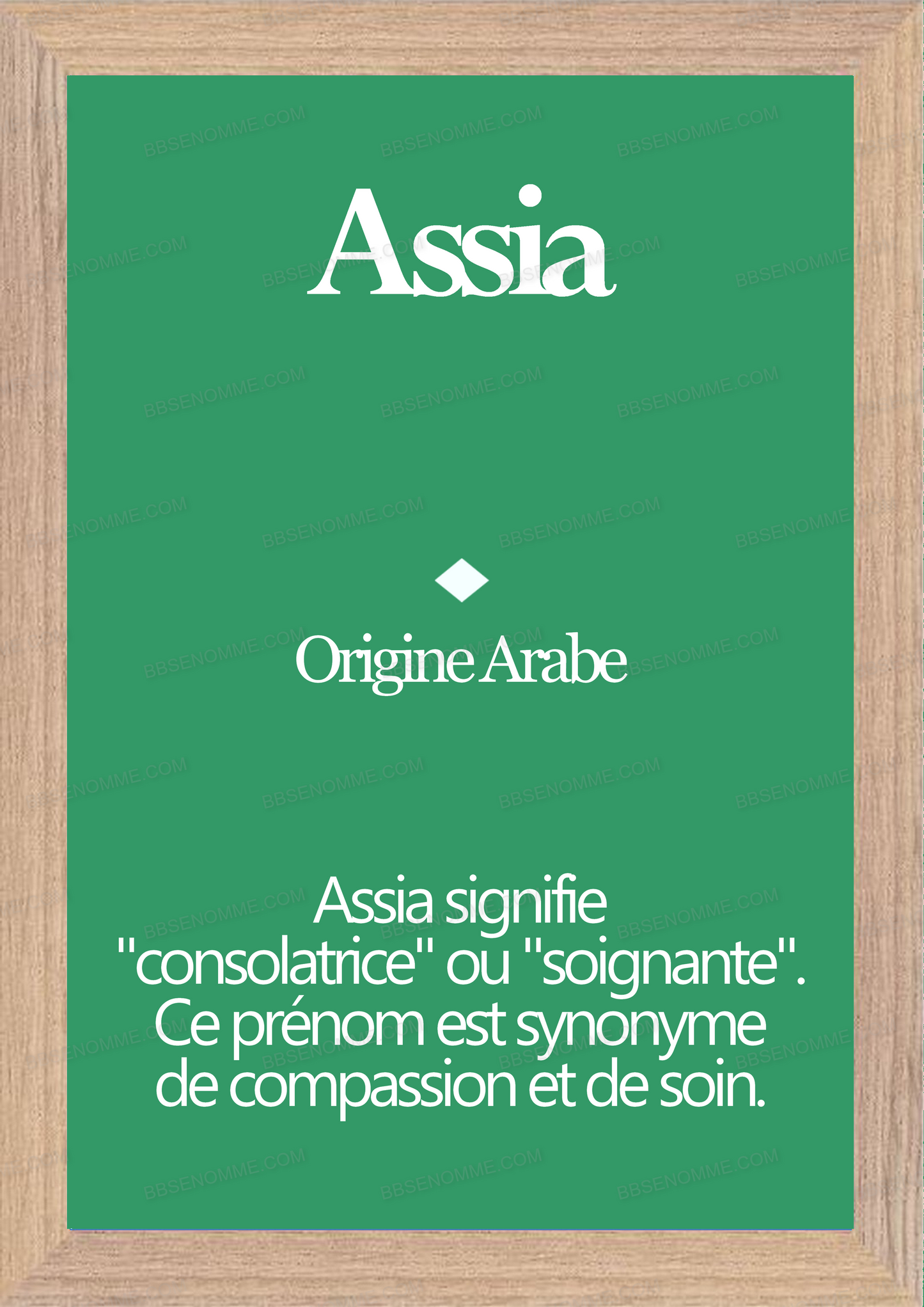 Tableau Prénom Assia Personnalisé - Origine et Signification