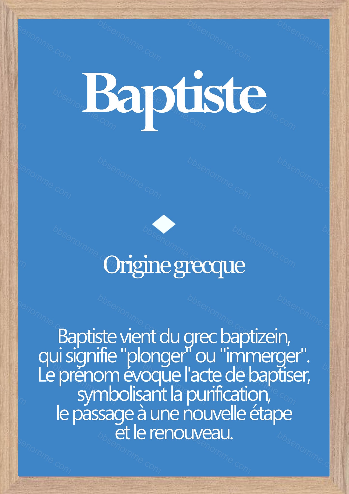 Tableau Prénom Baptiste Personnalisé - Origine et Signification