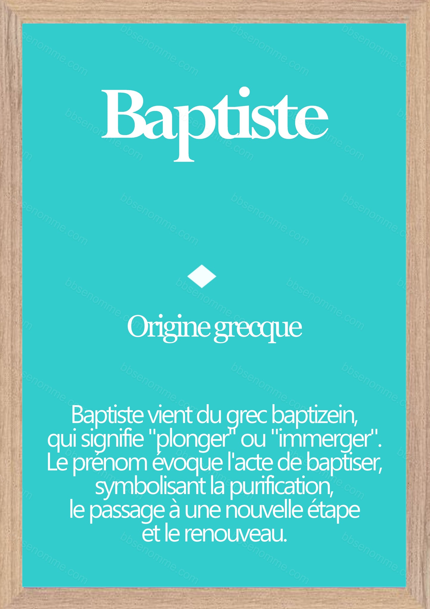 Tableau Prénom Baptiste Personnalisé - Origine et Signification