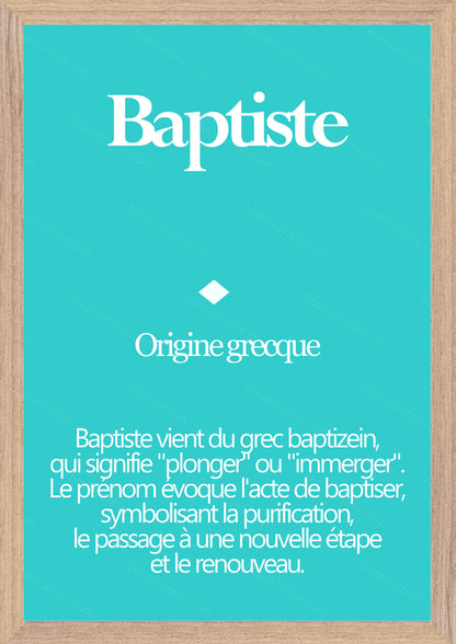 Tableau Prénom Baptiste Personnalisé - Origine et Signification