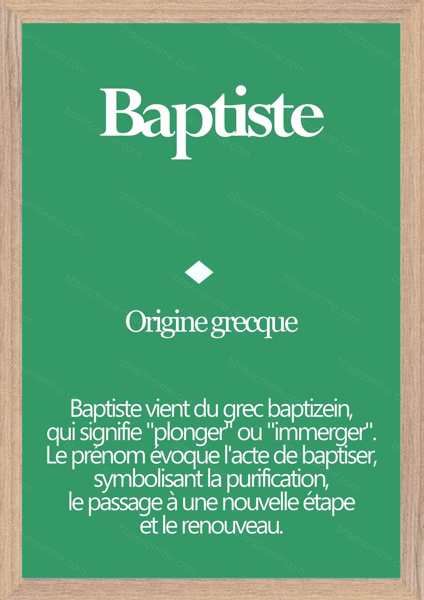 Tableau Prénom Baptiste Personnalisé - Origine et Signification