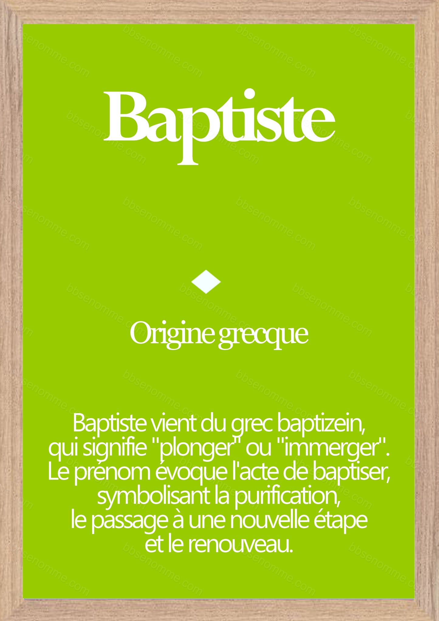 Tableau Prénom Baptiste Personnalisé - Origine et Signification