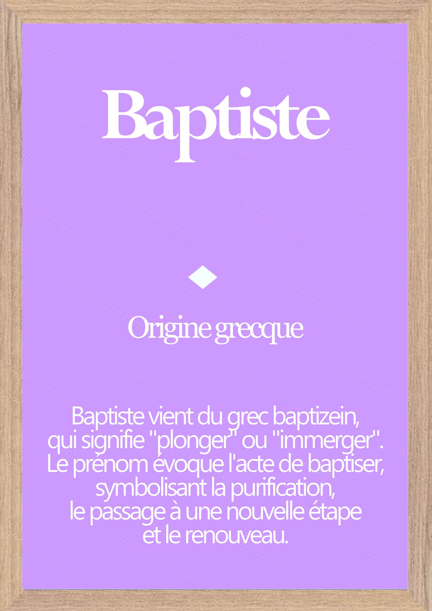 Tableau Prénom Baptiste Personnalisé - Origine et Signification