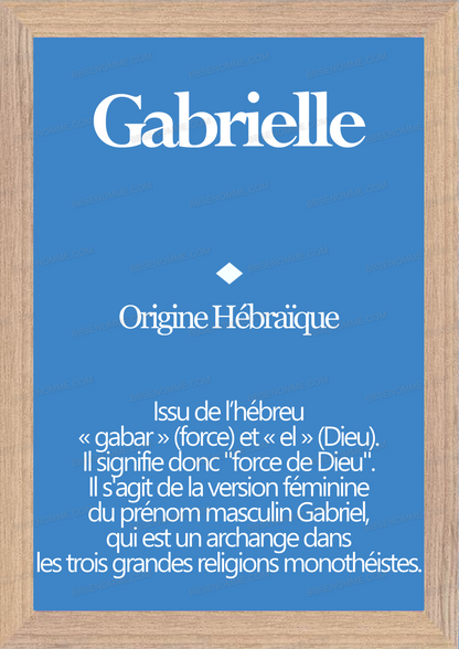 Tableau Prénom Gabrielle Personnalisé - Origine et Signification