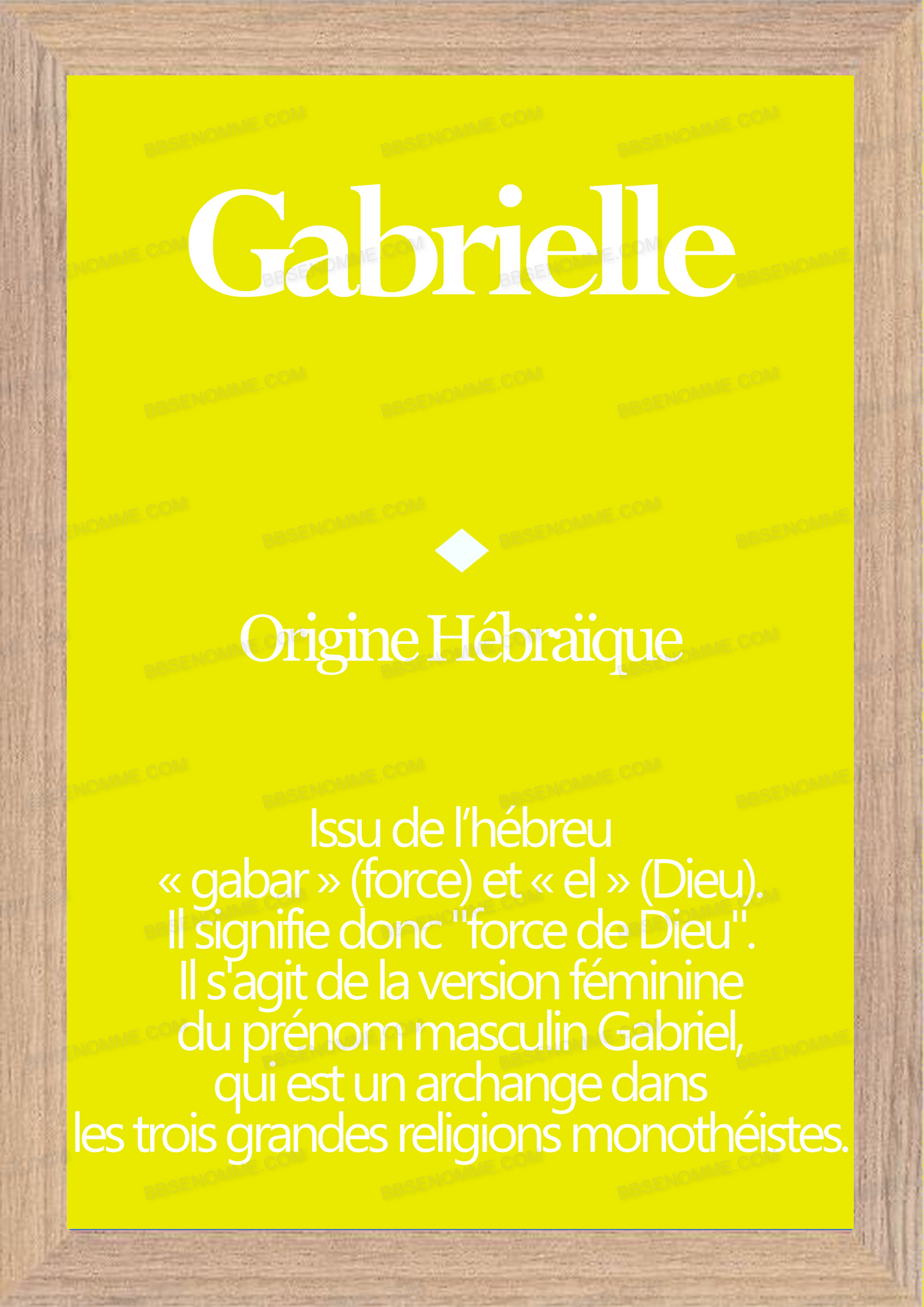 Tableau Prénom Gabrielle Personnalisé - Origine et Signification