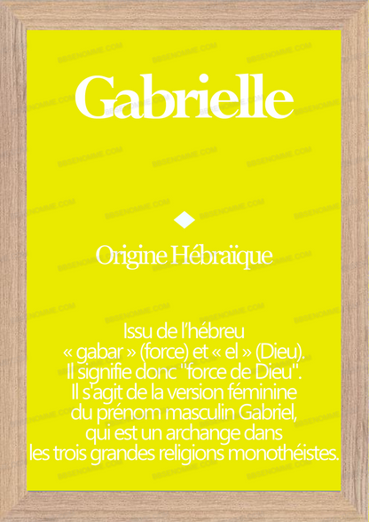 Tableau Prénom Gabrielle Personnalisé - Origine et Signification