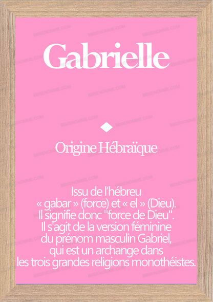Tableau Prénom Gabrielle Personnalisé - Origine et Signification