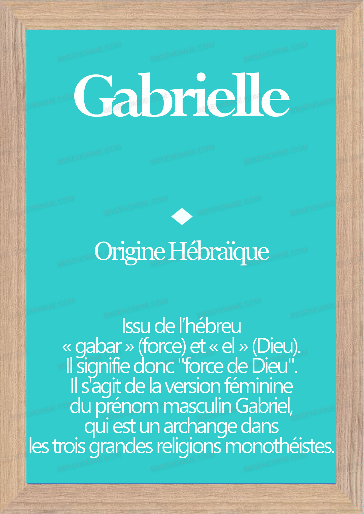 Tableau Prénom Gabrielle Personnalisé - Origine et Signification