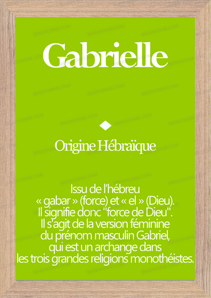 Tableau Prénom Gabrielle Personnalisé - Origine et Signification