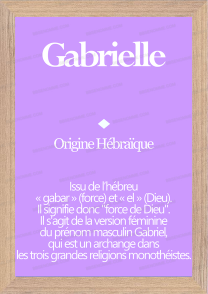 Tableau Prénom Gabrielle Personnalisé - Origine et Signification