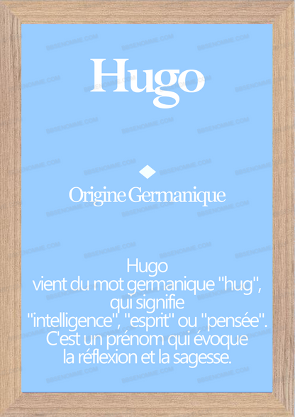 Tableau Prénom Hugo Personnalisé - Origine et Signification