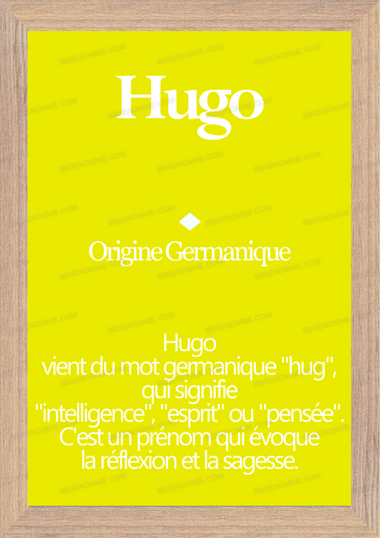 Tableau Prénom Hugo Personnalisé - Origine et Signification