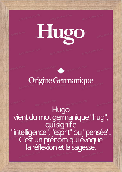 Tableau Prénom Hugo Personnalisé - Origine et Signification