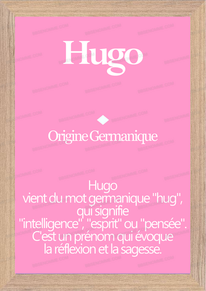 Tableau Prénom Hugo Personnalisé - Origine et Signification