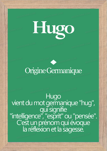 Tableau Prénom Hugo Personnalisé - Origine et Signification
