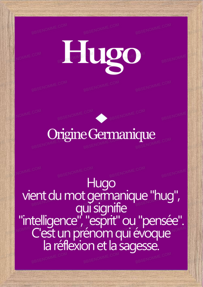 Tableau Prénom Hugo Personnalisé - Origine et Signification