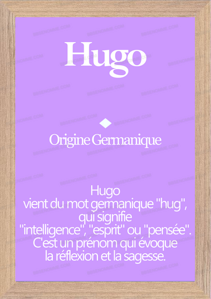 Tableau Prénom Hugo Personnalisé - Origine et Signification