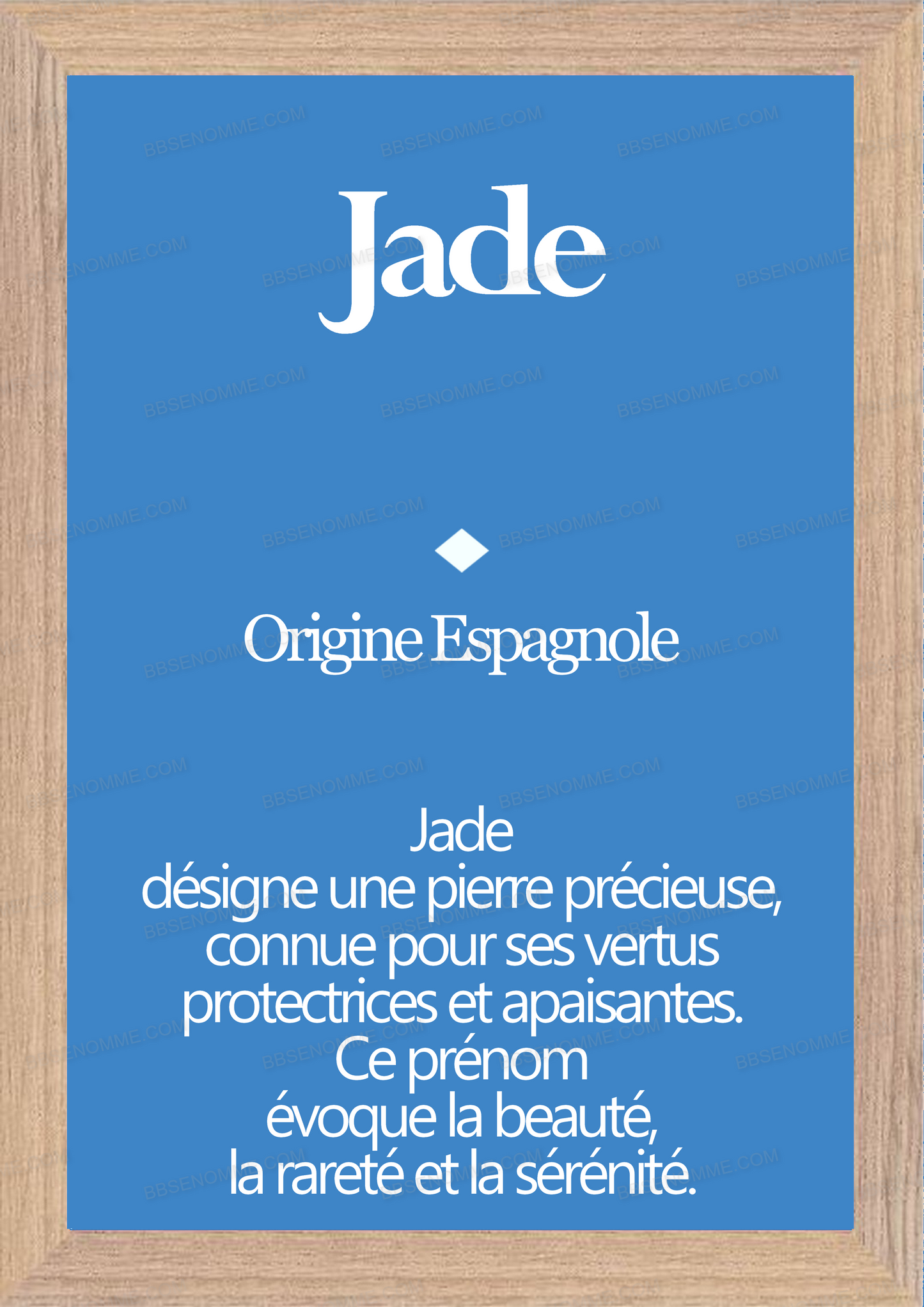Tableau Prénom Jade Personnalisé - Origine et Signification