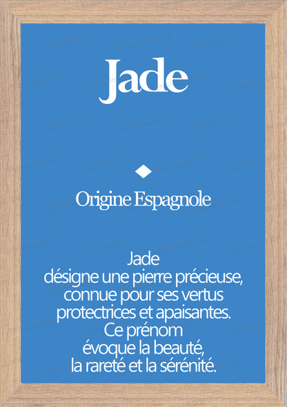 Tableau Prénom Jade Personnalisé - Origine et Signification