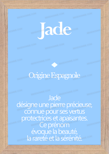 Tableau Prénom Jade Personnalisé - Origine et Signification