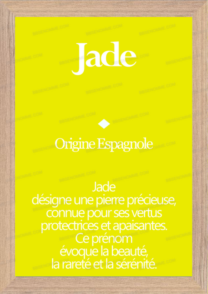 Tableau Prénom Jade Personnalisé - Origine et Signification