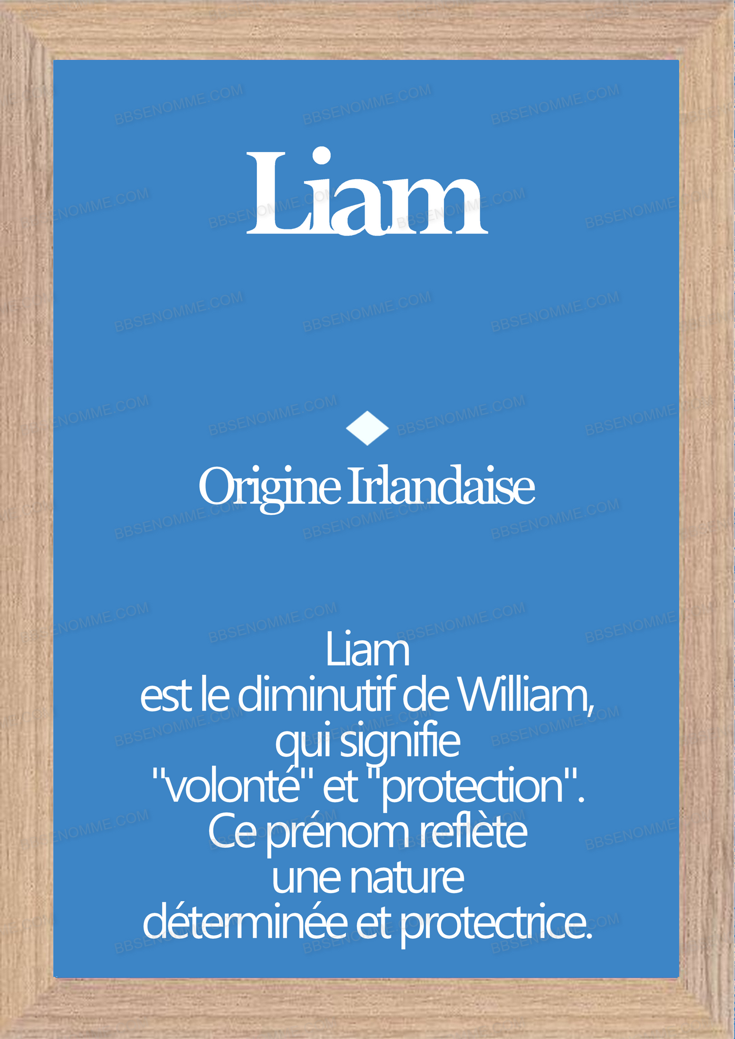Tableau Prénom Liam Personnalisé - Origine et Signification