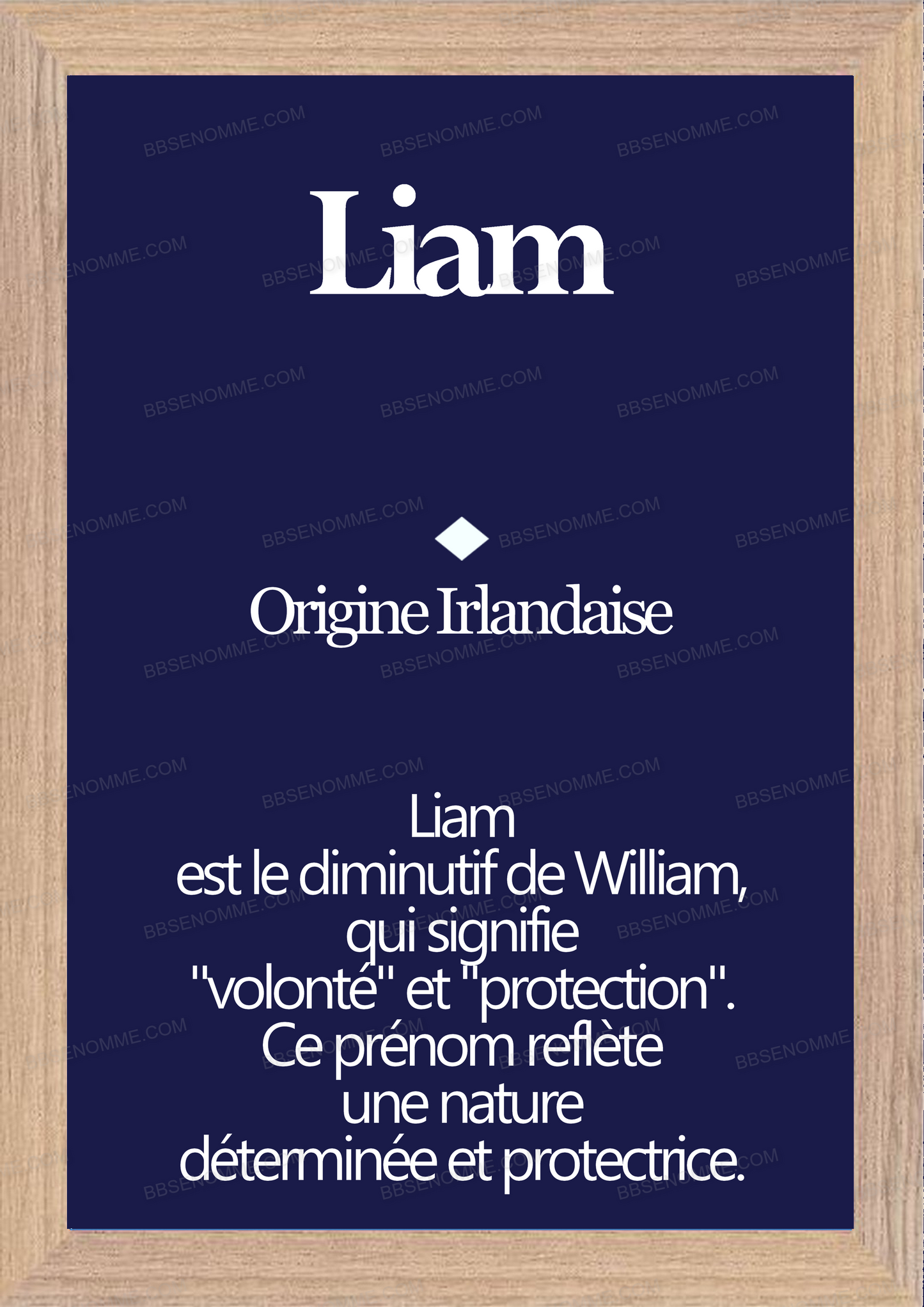Tableau Prénom Liam Personnalisé - Origine et Signification