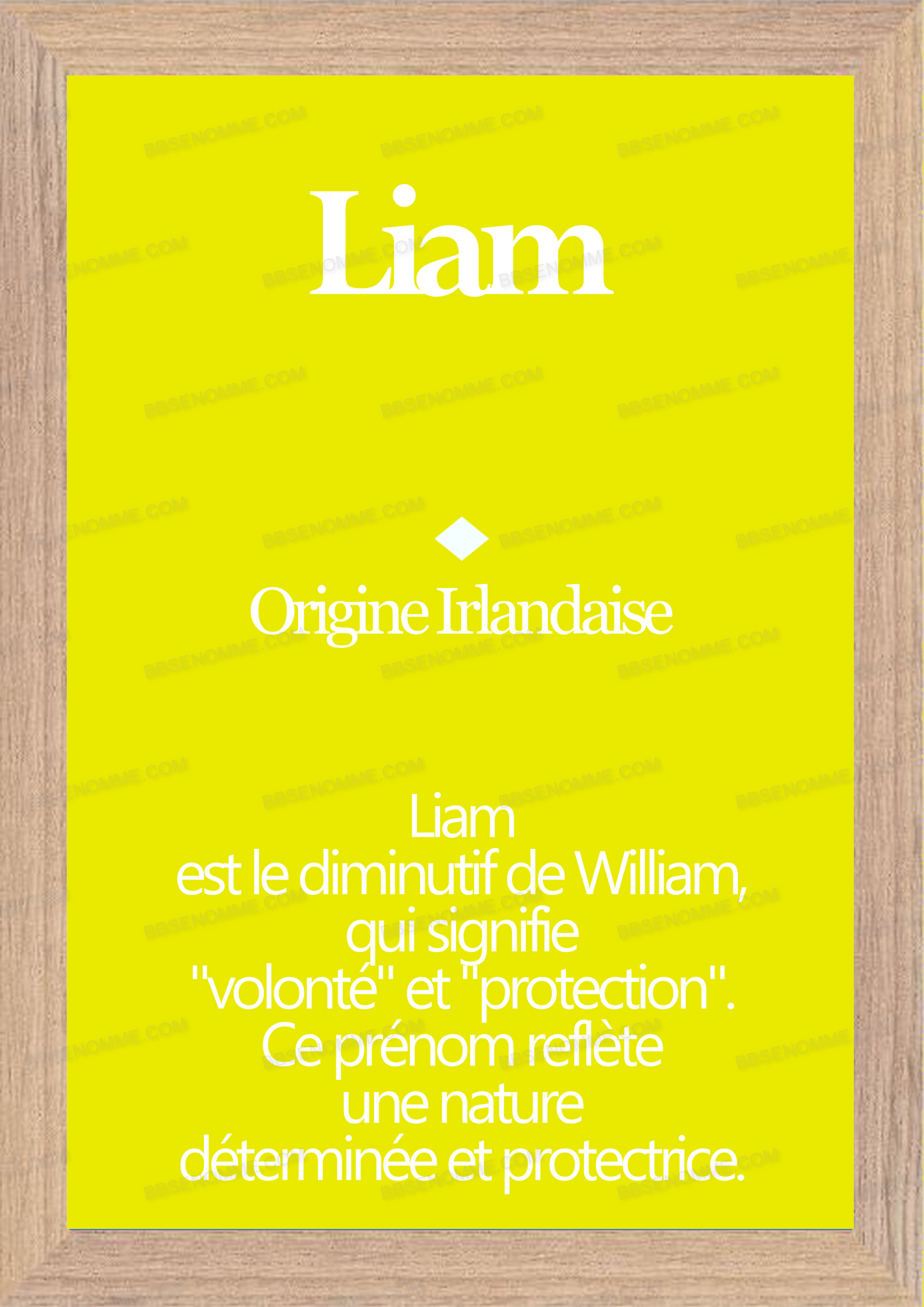 Tableau Prénom Liam Personnalisé - Origine et Signification